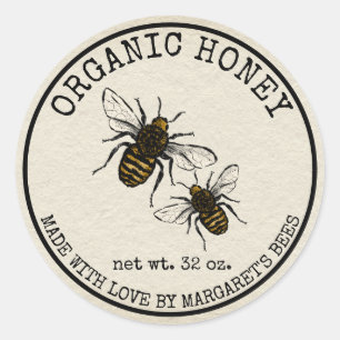 Pegatina Redonda Honey Jar Labels Honeybee Honeycomb Bee Apiary