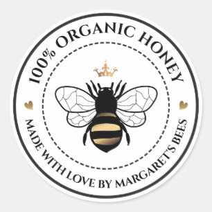 Pegatina Redonda Honey Jar Labels Honeybee Honeycomb Bee Apiary