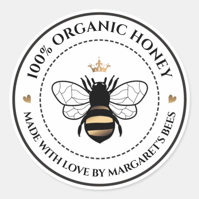 Pegatina Redonda Honey Jar Labels Honeybee Honeycomb Bee Apiary (Anverso)