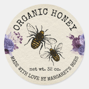 Pegatina Redonda Honey Jar Labels Honeybee Honeycomb Bee Apiary