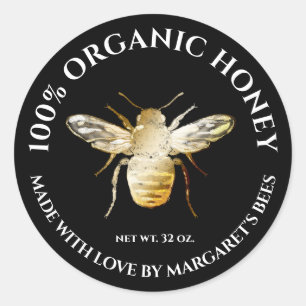 Pegatina Redonda Honey Jar Labels Honeybee Honeycomb Bee Apiary