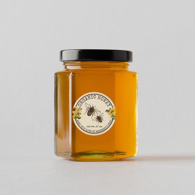 Pegatina Redonda Honey Jar Labels Honeybee Honeycomb Bee Apiary (Subido por el creador)