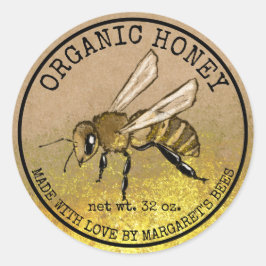 Pegatina Redonda Honey Jar Labels Honeybee Honeycomb Bee Apiary