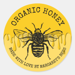 Pegatina Redonda Honey Jar Labels Honeybee Honeycomb Bee Apiary
