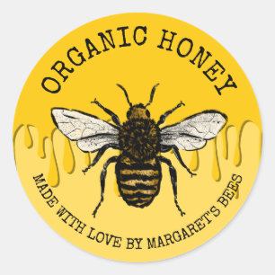 Pegatina Redonda Honey Jar Labels Honeybee Honeycomb Bee Apiary