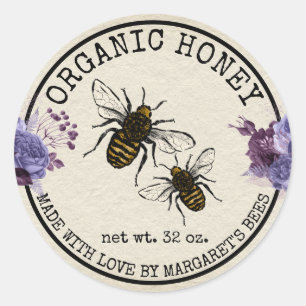 Pegatina Redonda Honey Jar Labels Honeybee Honeycomb Bee Apiary