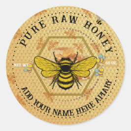 Pegatina Redonda Honey Jar Stickers | Bee & Honeycomb Apiary Labels