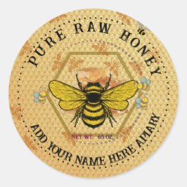 Pegatina Redonda Honey Jar Stickers | Bee & Honeycomb Apiary Labels
