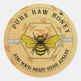 Pegatina Redonda Honey Jar Stickers | Bee & Honeycomb Apiary Labels