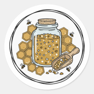 Pegatina Redonda Honey Sugar Scrub Label Illustration | Honeycomb 