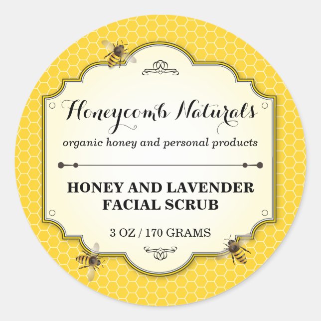 Pegatina Redonda Honeybee Handmade (Anverso)