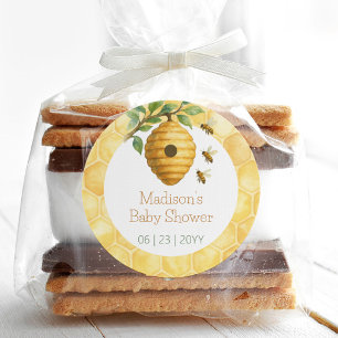 Pegatina Redonda Honeybee Hive Baby Shower