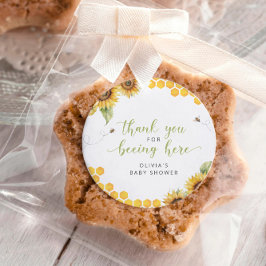 Pegatina Redonda Honeycomb Bee Summer Baby Shower Gracias