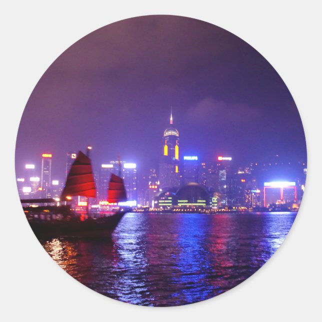 Pegatina Redonda Hong Kong (Anverso)