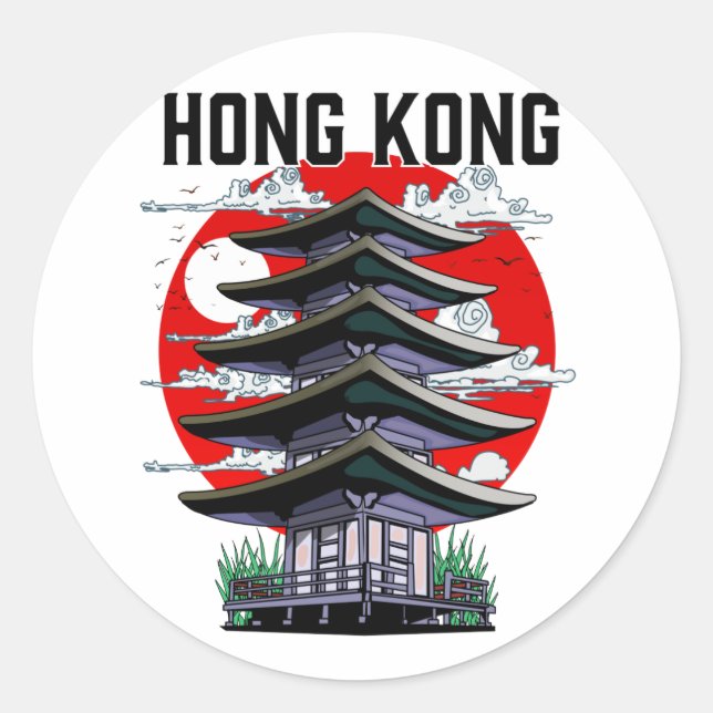Pegatina Redonda Hong Kong (Anverso)