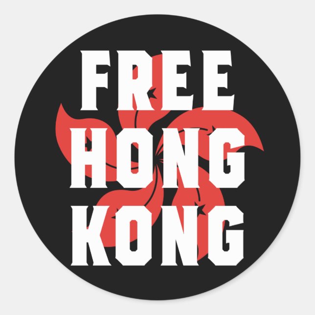 Pegatina Redonda Hong Kong libre (Anverso)