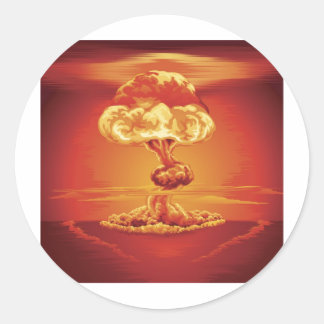 Pegatina Redonda Hongo atómico de la explosión nuclear