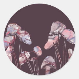 Pegatina Redonda Hongos de tinta morada