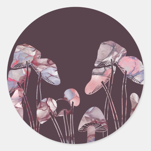 Pegatina Redonda Hongos de tinta morada (Anverso)