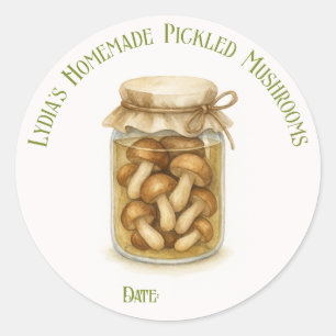 Pegatina Redonda Hongos recolectados caseros con personalizado