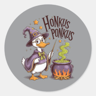Pegatina Redonda Honkus Ponkus Bruja Ganso Divertido Halloween Vint