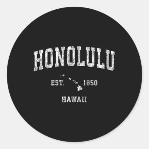 Pegatina Redonda Honolulu Hawaii Hi Athletic Sports