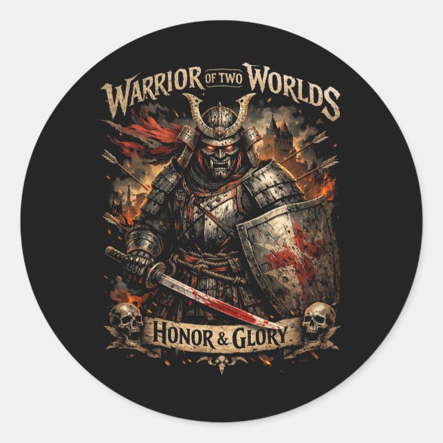 Pegatina Redonda Honor & Glory (Anverso)