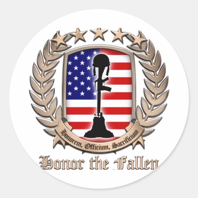 Pegatina Redonda Honor The Fallen - Escudo (Anverso)