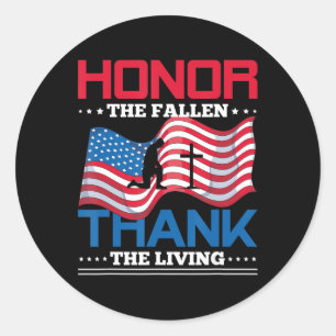 Pegatina Redonda Honor The Fallen Gracias A La Memoria De La Bander