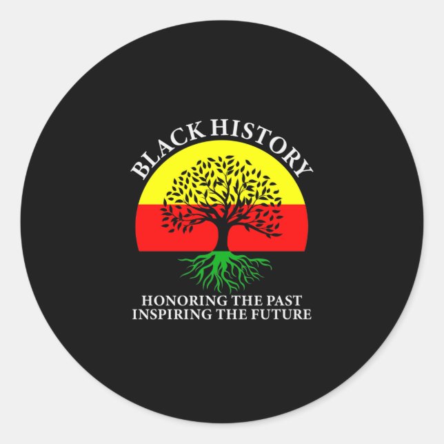 Pegatina Redonda Honoring Past Inspiring Future Black History Month (Anverso)