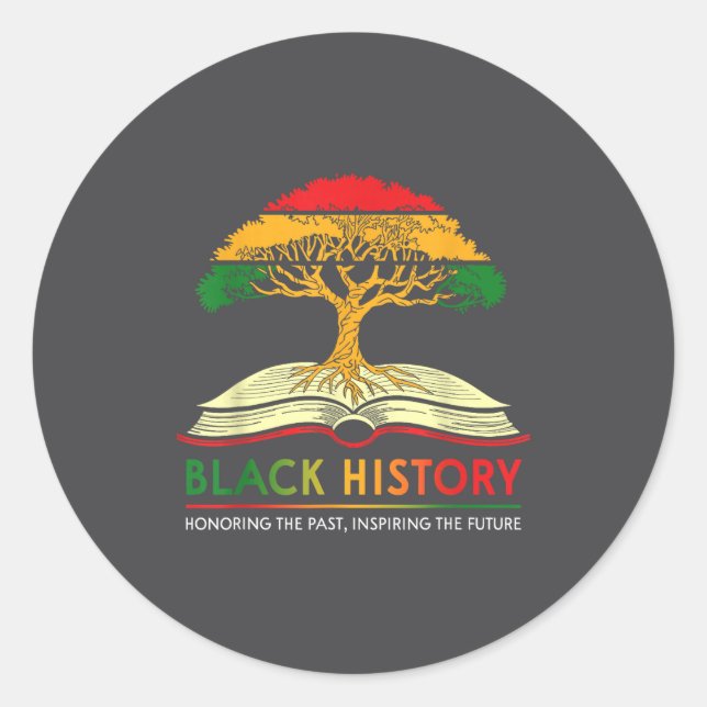 Pegatina Redonda Honoring Past Insring Future Men Women Black Histo (Anverso)