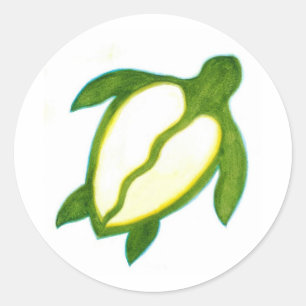 Pegatina Redonda Honu hawaiano