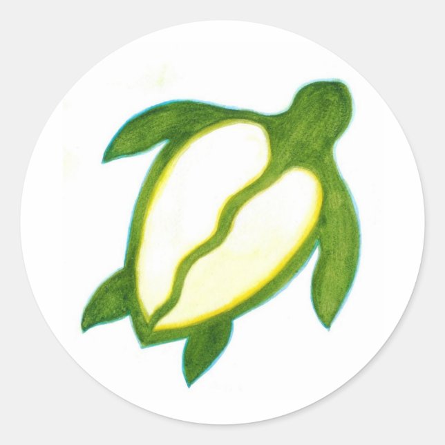 Pegatina Redonda Honu hawaiano (Anverso)