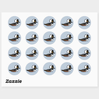 Pegatina Redonda Hooded Merganser