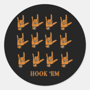 Pegatina Redonda Hook Em
