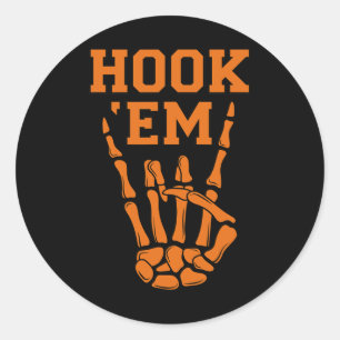 Pegatina Redonda Hook em Skeleton Horns Halloween