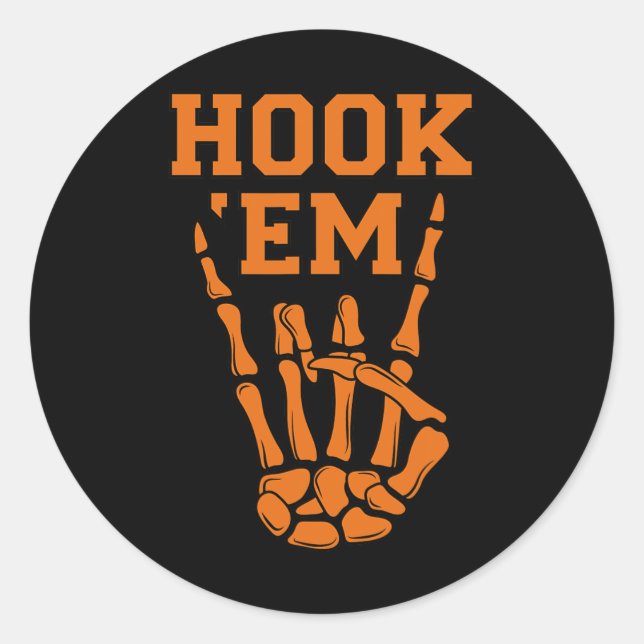 Pegatina Redonda Hook em Skeleton Horns Halloween (Anverso)