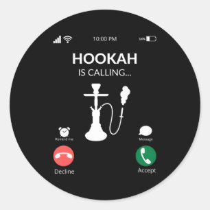 Pegatina Redonda Hookah Está Llamando A Shihsa Hookah
