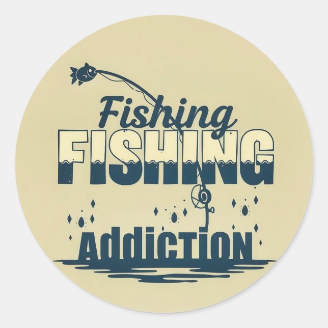 Pegatina Redonda Hooked on the Passion: Fishing Addiction Design (Anverso)