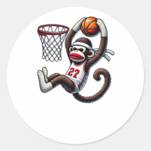 Pegatina Redonda Hoop de baloncesto de mono sock