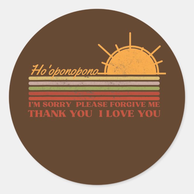 Pegatina Redonda Ho'oponopono Meditaciones de la Oración Hawaiana Y (Anverso)