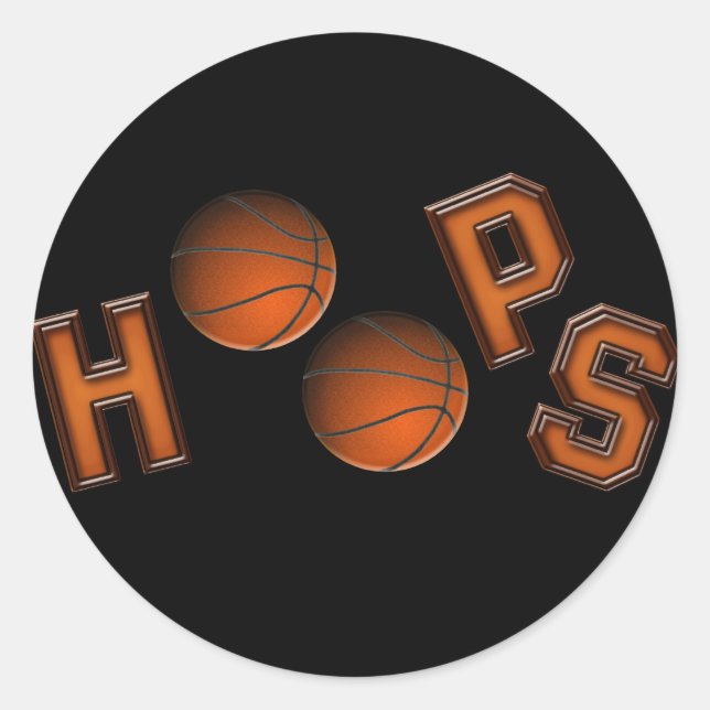 Pegatina Redonda Hoops de baloncesto (Anverso)