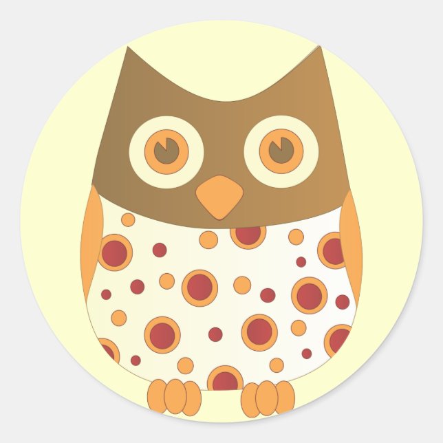 Pegatina Redonda Hoot Owl (Anverso)