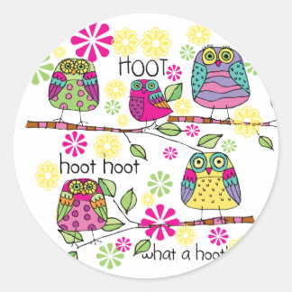 Pegatina Redonda Hootie Owl