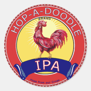 Pegatina Redonda Hop a Doodle IPA Beer