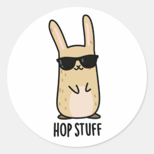 Pegatina Redonda Hop Studs Funny Conejo Conejo Pun