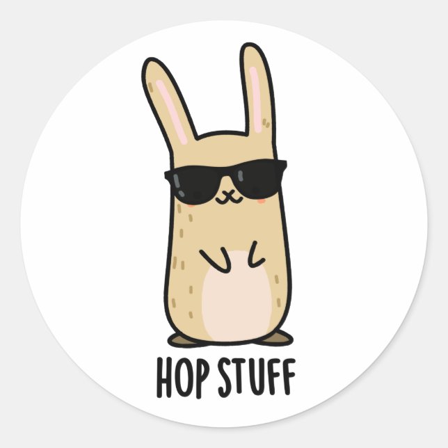 Pegatina Redonda Hop Studs Funny Conejo Conejo Pun (Anverso)