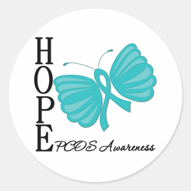 Pegatina Redonda Hope Butfly PCOS (Anverso)