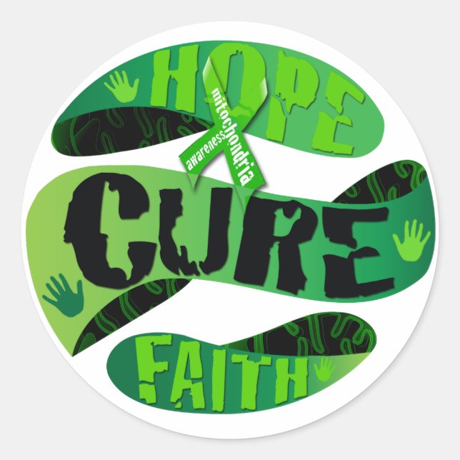 Pegatina Redonda Hope Cure Faith (Anverso)