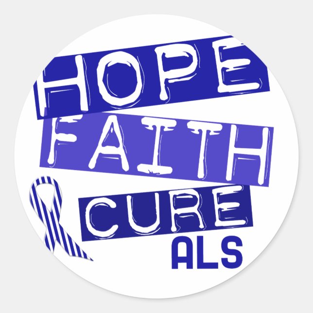 PEGATINA REDONDA HOPE FAITH CURE ALS (Anverso)